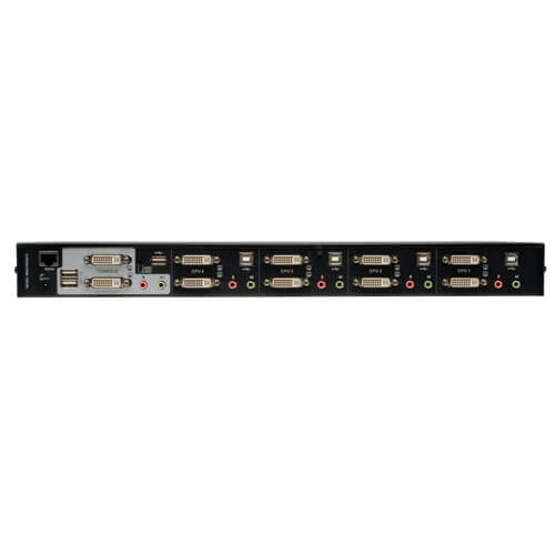 Tripp-Lite B004-2DUA4-K | 4-Port Dual Monitor DVI KVM Switch with Audio and USB 2.0 Hub, Cables included