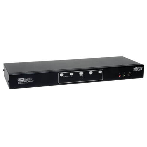 Tripp-Lite B004-2DUA4-K | 4-Port Dual Monitor DVI KVM Switch with Audio and USB 2.0 Hub, Cables included