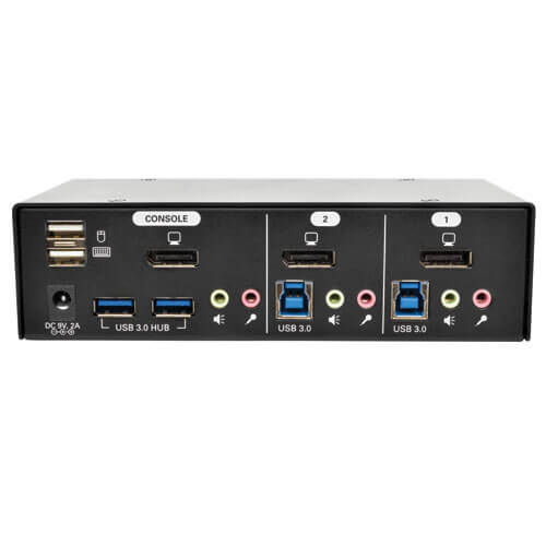 Tripp-Lite B004-DPUA2-K | 2-Port DisplayPort KVM Switch with Audio, Cables and USB 3.0 SuperSpeed Hub