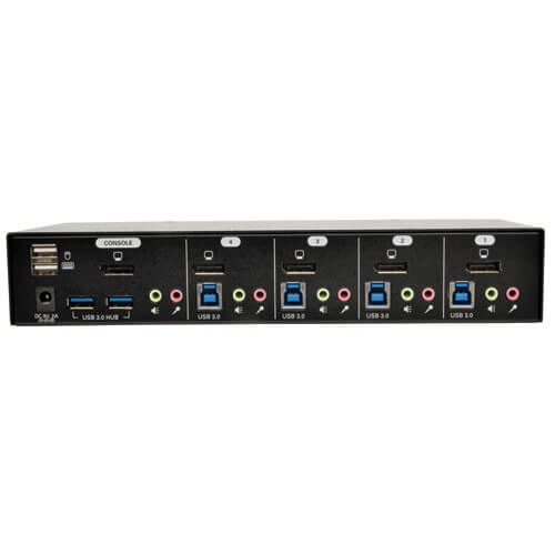Tripp-Lite B004-DPUA4-K | 4-Port DisplayPort KVM Switch with Audio, Cables and USB 3.0 SuperSpeed Hub
