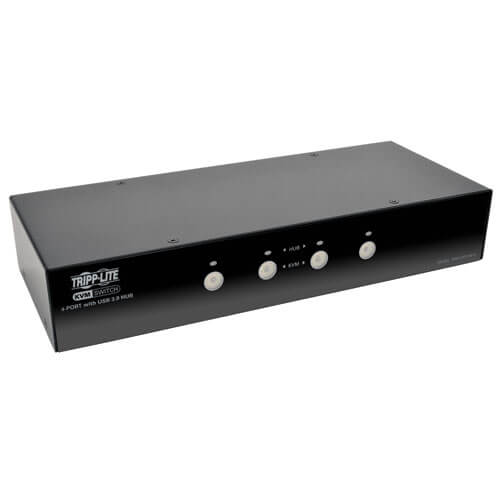 Tripp-Lite B004-DPUA4-K | 4-Port DisplayPort KVM Switch with Audio, Cables and USB 3.0 SuperSpeed Hub