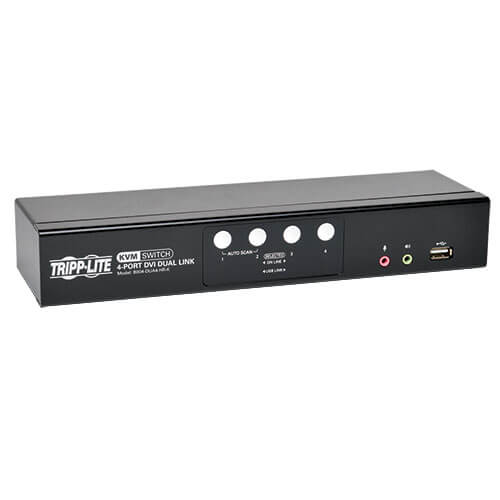 Tripp-Lite B004-DUA4-HR-K | 4-Port DVI Dual-Link / USB KVM Switch with Audio and Cables