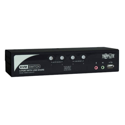 Tripp-Lite B006-VUA4-K-R | 4-Port KVM Switch with Audio, OSD and Peripheral Sharing