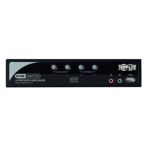 Tripp-Lite B006-VUA4-K-R | 4-Port KVM Switch with Audio, OSD and Peripheral Sharing