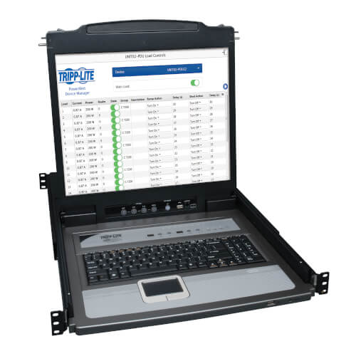 Tripp-Lite B020-U08-19KTAA | NetDirector 8-Port 1U Rack-Mount Console KVM Switch with 19-in. LCD + 8 PS2/USB Combo Cables; TAA Compliant