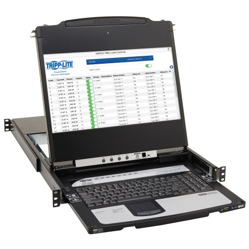 Tripp-Lite B030-DP08-17D | 8-Port NetDirector DisplayPort KVM Switch Console with 17 in. LCD, Dual Rail, 1U Rack-Mount