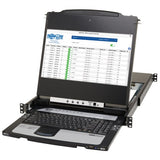 Tripp-Lite B030-DP08-17D | 8-Port NetDirector DisplayPort KVM Switch Console with 17 in. LCD, Dual Rail, 1U Rack-Mount