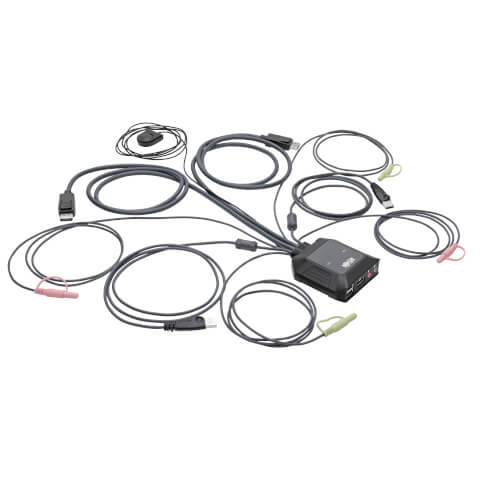 Tripp-Lite B032-DPUA2 | 2-Port DisplayPort 1.1/USB KVM Switch with Audio/Video, Built-In Cables, USB Peripheral Sharing