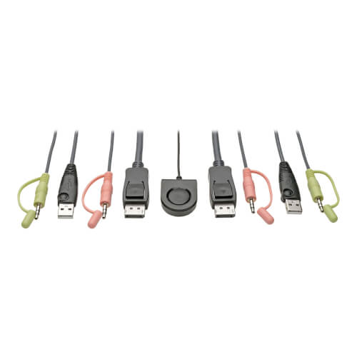 Tripp-Lite B032-DPUA2 | 2-Port DisplayPort 1.1/USB KVM Switch with Audio/Video, Built-In Cables, USB Peripheral Sharing