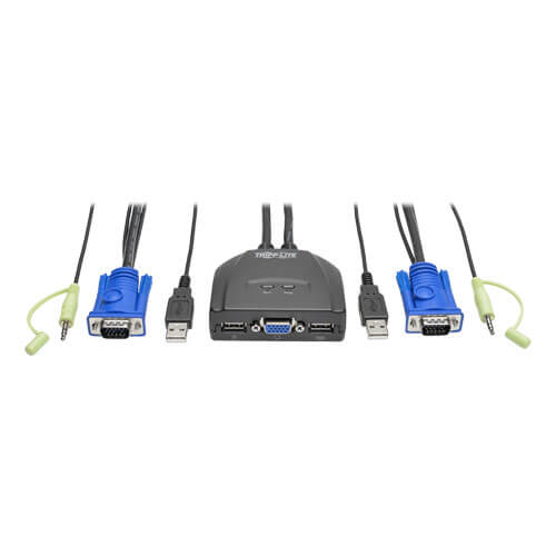 Tripp-Lite B032-VUA2 | 2-Port USB/VGA Cable KVM Switch with Audio, Cables and USB Peripheral Sharing