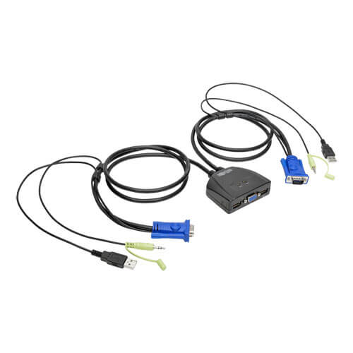 Tripp-Lite B032-VUA2 | 2-Port USB/VGA Cable KVM Switch with Audio, Cables and USB Peripheral Sharing
