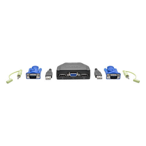 Tripp-Lite B032-VUA2 | 2-Port USB/VGA Cable KVM Switch with Audio, Cables and USB Peripheral Sharing