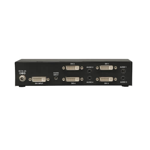 Tripp-Lite B116-004A | 4-Port DVI Splitter with Audio and Signal Booster - Single-Link DVI-I, 1920 x 1200 (1080p) @ 60 Hz, TAA