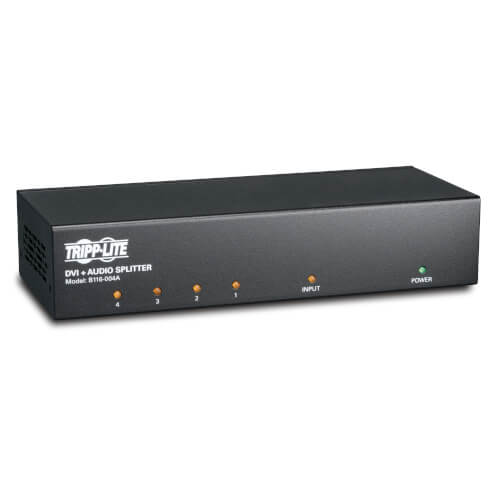 Tripp-Lite B116-004A | 4-Port DVI Splitter with Audio and Signal Booster - Single-Link DVI-I, 1920 x 1200 (1080p) @ 60 Hz, TAA