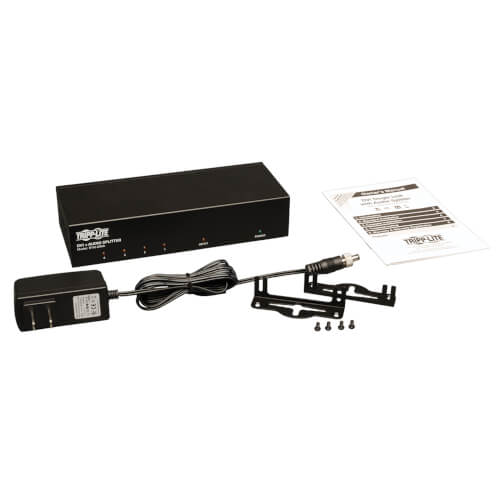 Tripp-Lite B116-004A | 4-Port DVI Splitter with Audio and Signal Booster - Single-Link DVI-I, 1920 x 1200 (1080p) @ 60 Hz, TAA