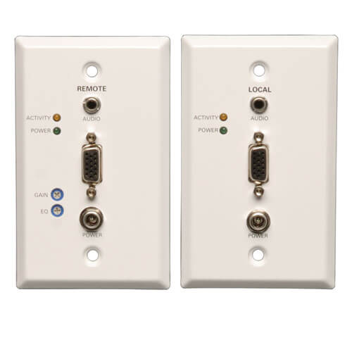 Tripp-Lite B130-101A-WP-2 | VGA over Cat5/6 Extender Kit, Wall Plate Transmitter/Receiver for Video/Audio, Up to 1000 ft. (305 m), TAA