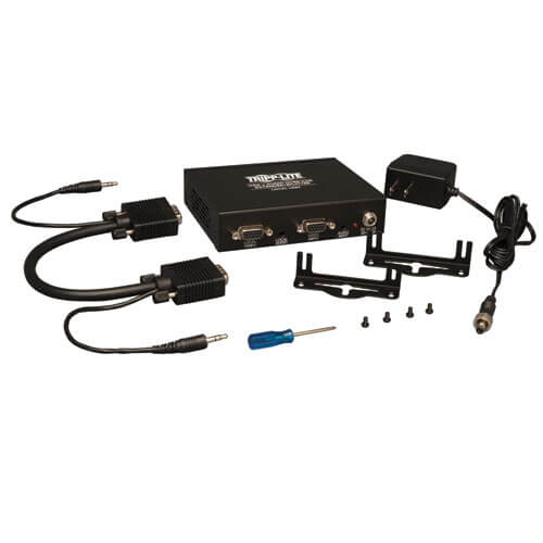 Tripp-Lite B132-004A-2 | 4-Port VGA over Cat5/6 Splitter/Extender, Box-Style Transmitter for Video/Audio, Up to 1000 ft. (305 m), TAA