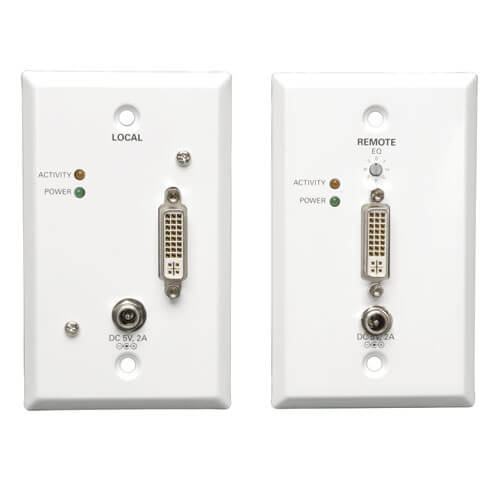 Tripp-Lite B140-1A1-WP | DVI over Cat5/Cat6 Active Extender Kit, Wallplate Transmitter and Receiver, 1920x1080 60 Hz, Up to 200 ft. (60 m), TAA