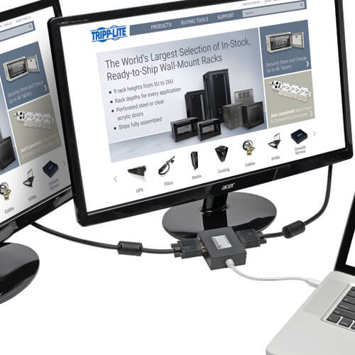 Tripp-Lite B155-002-VGA | 2-Port Mini DisplayPort to VGA Hub, DP1.2, TAA