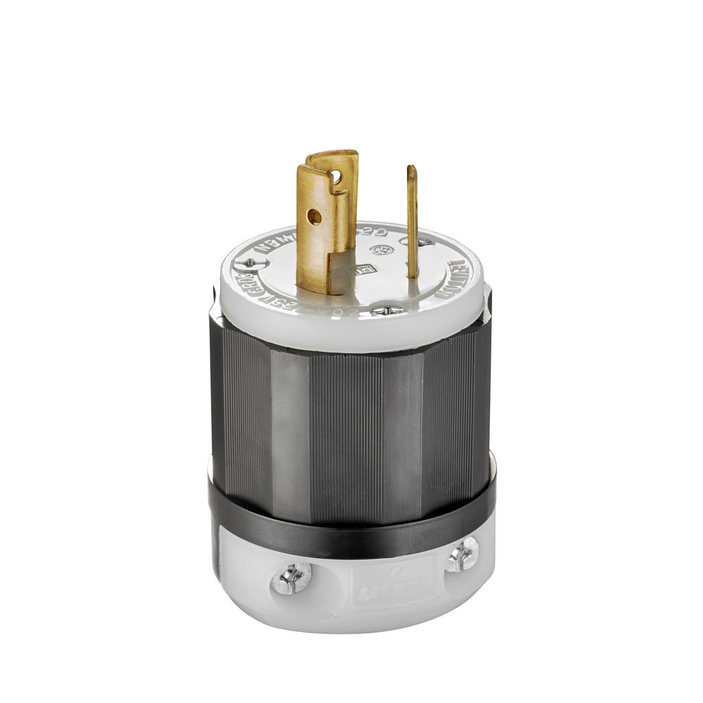 Leviton 2311 | 20 Amp, 125 Volt, NEMA L5-20P, 2P, 3W, Locking Plug, Extra Heavy Dutry, Industrial Grade, Grounding - Black/White