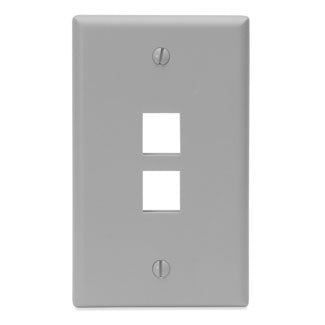 Leviton 41080-2GP | Single-Gang QuickPort Wallplate, 2-Port, Grey