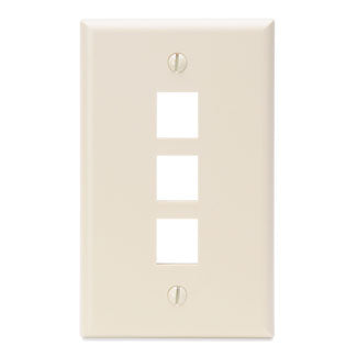 Leviton 41080-3WP | Single-Gang QuickPort Wallplate, 3-Port, White