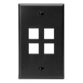 Leviton 41080-4IL | Single-Gang QuickPort Wallplate for Large Connectors, 4-Port, Ivory