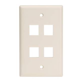 Leviton 41080-4IP | Single-Gang QuickPort Wallplate, 4-Port, Ivory