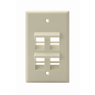 Leviton 41081-2TP | Angled Single-Gang QuickPort Wallplate, 2-Port, Light Almond