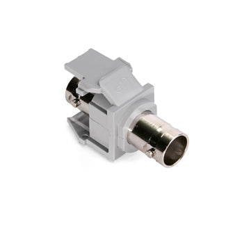 Leviton 41084-BGF | BNC Feedthrough QuickPort Connector, Nickel-Plated, 50 Ohm, Grey Housing