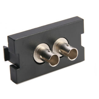 Leviton 41291-2TE | Duplex ST Fiber Adapter MOS Module, Phosphor Bronze Sleeve, 1 Unit High, Black