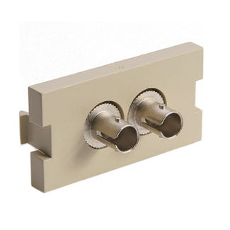 Leviton 41291-2TI | Duplex ST Fiber Adapter MOS Module, Phosphor Bronze Sleeve, 1 Unit High, Ivory