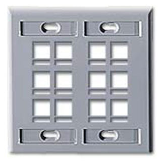Leviton 42080-12E | Dual-Gang QuickPort Wallplate with ID Windows, 12-Port, Black