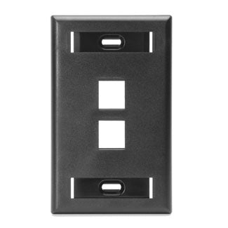 Leviton Manufacturing Co 42080-2ES | Single-Gang QUICKPORT Wallplate with ID Windows, 2-Port, Black