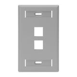 Leviton Manufacturing Co 42080-2GS | Single-Gang QUICKPORT Wallplate with ID Windows, 2-Port, Gray