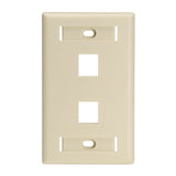 Leviton Manufacturing Co 42080-2IL | Single-Gang QUICKPORT Wallplate for Large Connectors with ID Windows, 2-Port, Ivory