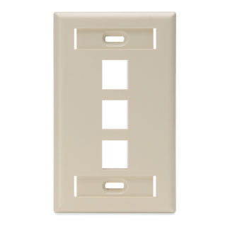 Leviton 42080-3IP | Dual-Gang QuickPort Wallplate with ID Windows, 3-Port, Ivory