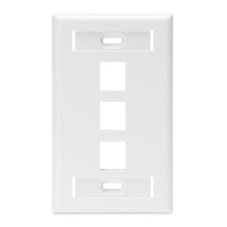 Leviton Manufacturing Co 42080-3WP | Dual-Gang QUICKPORT Wallplate with ID Windows, 3-Port, White