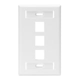 Leviton Manufacturing Co 42080-3WS | Single-Gang QUICKPORT Wallplate with ID Windows, 3-Port, White