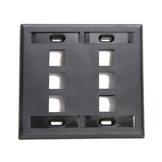 Leviton 42080-6ES | QuickPort Wallplate with ID window, single gang, 6-port, black
