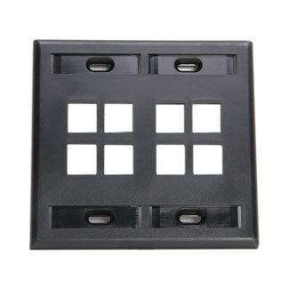 Leviton 42080-8EP | Dual-Gang QuickPort Wallplate with ID Windows, 8-Port, Black