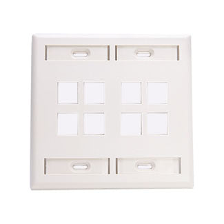 Leviton 42080-8IP | Dual-Gang QuickPort Wallplate with ID Windows, 8-Port, Ivory