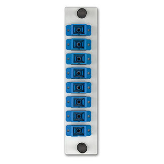Leviton APLW8-SCS | LGX 8-pack Plate w/SC Adapters (blue), Zirconia Ceramic Sleeve, 8 Fibers, White