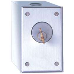Camden Door Controls CM-1090-7024 | Surface Mount Key Switch, DPDT Maintained, Red 24V LED, Brushed Aluminum
