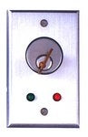 Camden Door Controls CM-1100-7024 | Flush Mount Key Switch, Single Gang, SPST Momentary, N/O, Red 24V LED, Brushed Aluminum