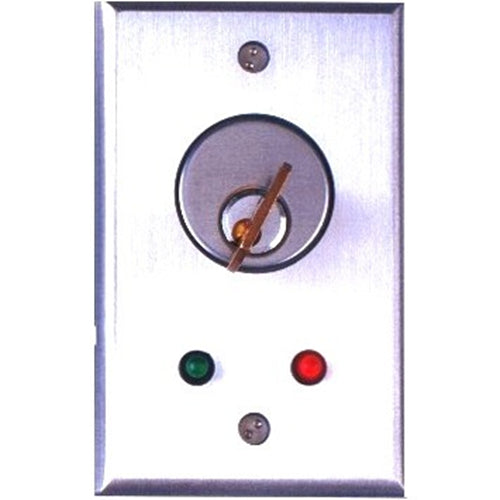 Camden Door Controls CM-1180 | Flush Mount Key Switch, Single Gang, DPDT Momentary, Brushed Aluminum