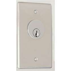 Camden Door Controls CM-1210-7124 | Key Switch, Stainless Steel, Flush Mount, Single Gang, SPST Maintained, Green 24V LED