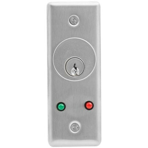 Camden Door Controls CM-2020 | Flush Mount Key Switch, Narrow, SPDT Momentary, N/O & N/C, Brushed Aluminum