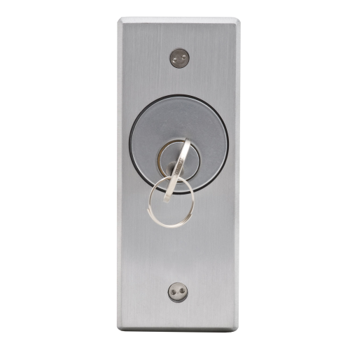 Camden Door Controls CM-2060 | Flush Mount Key Switch, Narrow, 2 SPDT Maintained, Brushed Aluminum