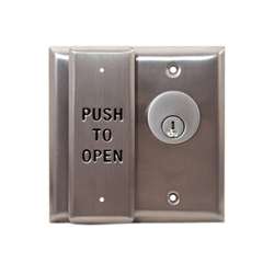 Camden Door Controls CM-2510/2 | Double Gang Push Plate/Key Switch, ADA Logo, Bright Stainless Steel